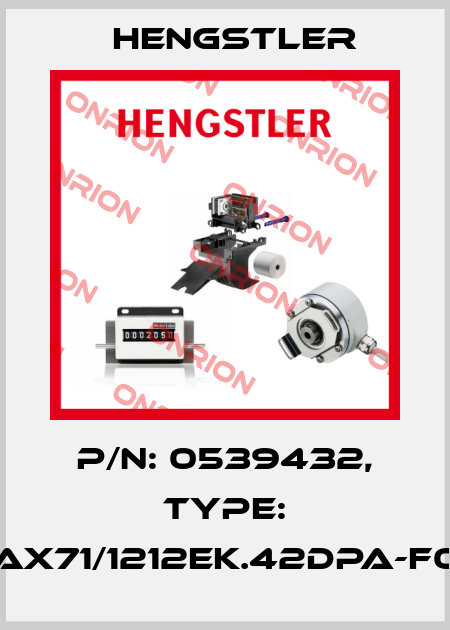 p/n: 0539432, Type: AX71/1212EK.42DPA-F0 Hengstler