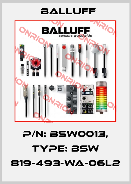 P/N: BSW0013, Type: BSW 819-493-WA-06L2 Balluff