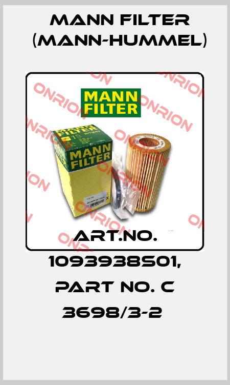 Art.No. 1093938S01, Part No. C 3698/3-2  Mann Filter (Mann-Hummel)
