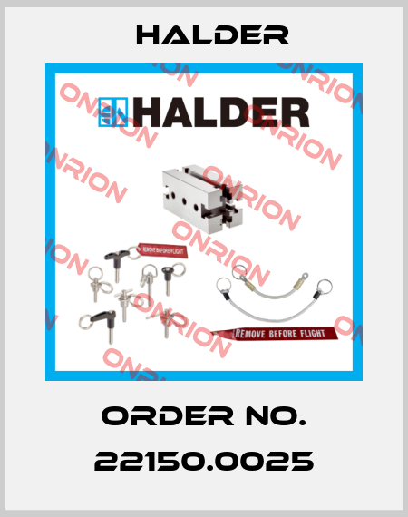 Order No. 22150.0025 Halder