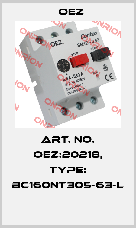 Art. No. OEZ:20218, Type: BC160NT305-63-L  OEZ