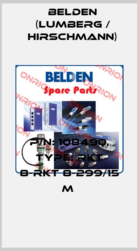 P/N: 108490, Type: RKT 8-RKT 8-299/15 M  Belden (Lumberg / Hirschmann)