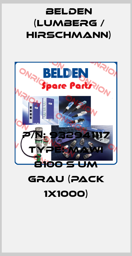P/N: 932941117 Type: MAWI 8100 S UM GRAU (pack 1x1000) Belden (Lumberg / Hirschmann)
