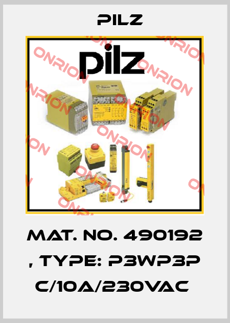 Mat. No. 490192 , Type: P3WP3P C/10A/230VAC  Pilz