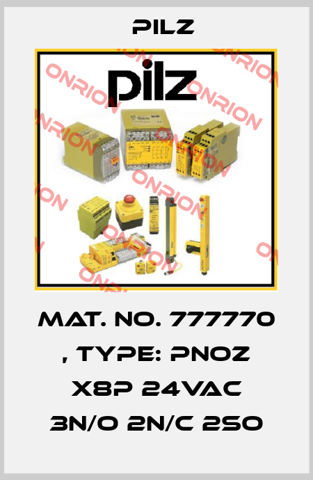 Mat. No. 777770 , Type: PNOZ X8P 24VAC 3n/o 2n/c 2so Pilz