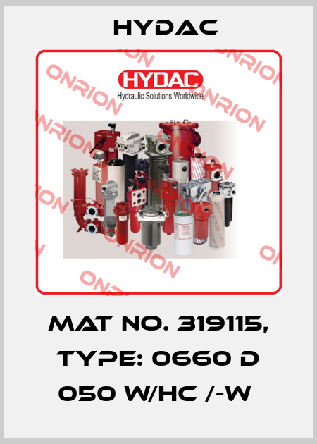 Mat No. 319115, Type: 0660 D 050 W/HC /-W  Hydac