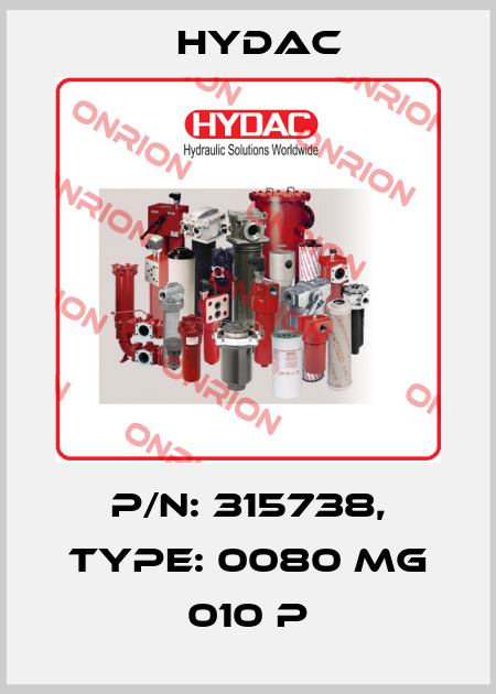 P/N: 315738, Type: 0080 MG 010 P Hydac