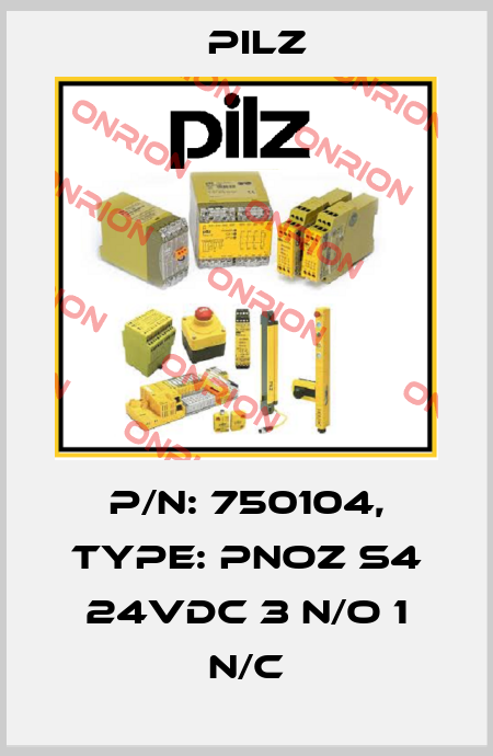p/n: 750104, Type: PNOZ s4 24VDC 3 n/o 1 n/c Pilz