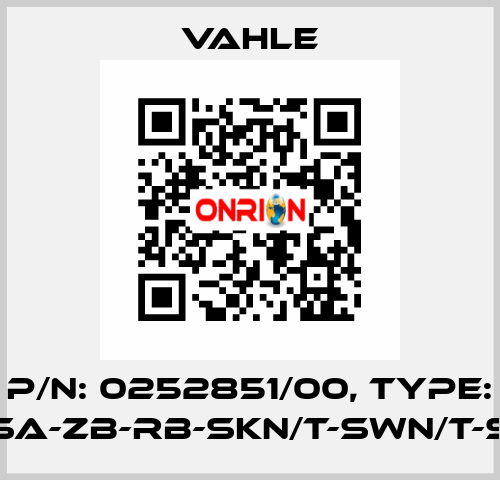 P/n: 0252851/00, Type: SA-ZB-RB-SKN/T-SWN/T-S Vahle