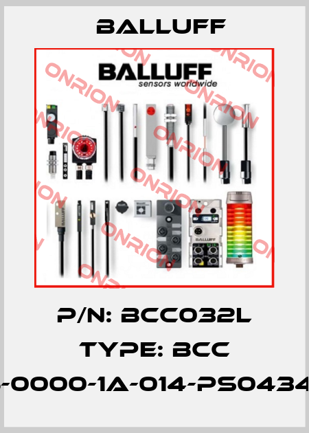 P/N: BCC032L Type: BCC M415-0000-1A-014-PS0434-050 Balluff