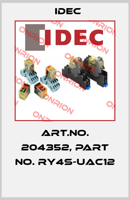 Art.No. 204352, Part No. RY4S-UAC12  Idec