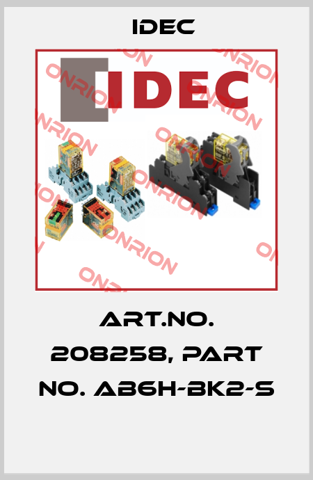Art.No. 208258, Part No. AB6H-BK2-S  Idec