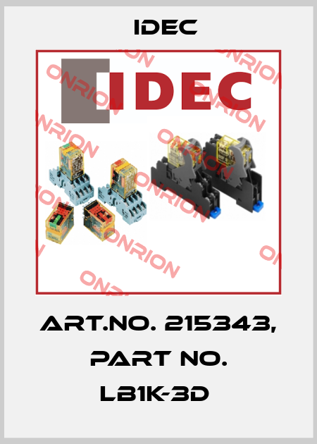 Art.No. 215343, Part No. LB1K-3D  Idec