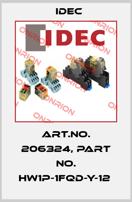 Art.No. 206324, Part No. HW1P-1FQD-Y-12  Idec