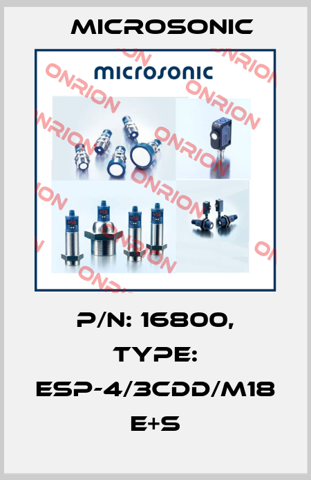p/n: 16800, Type: esp-4/3CDD/M18 E+S Microsonic