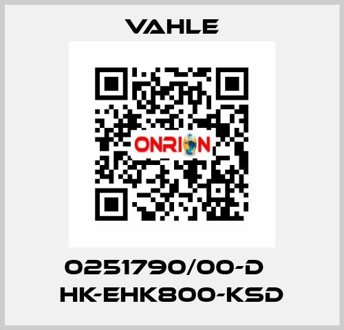 0251790/00-D    HK-EHK800-KSD  Vahle