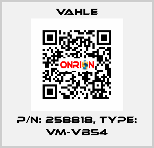 P/N: 258818, Type: VM-VBS4 Vahle