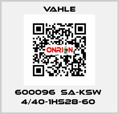 600096  SA-KSW  4/40-1HS28-60  Vahle