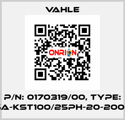 P/n: 0170319/00, Type: SA-KST100/25PH-20-2000 Vahle