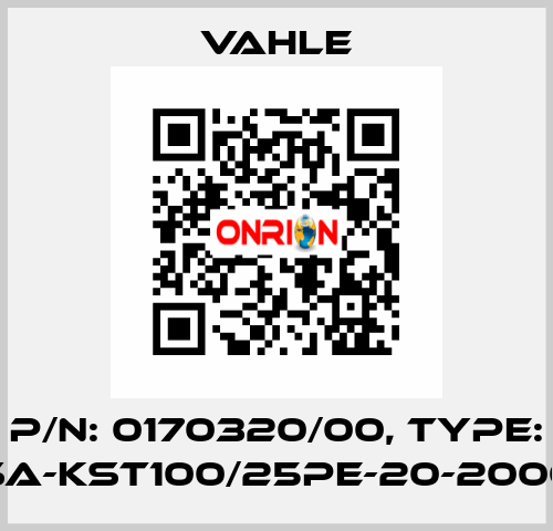 P/n: 0170320/00, Type: SA-KST100/25PE-20-2000 Vahle