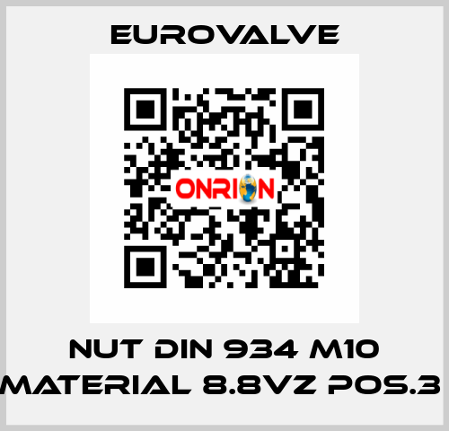 NUT DIN 934 M10 MATERIAL 8.8VZ POS.3  Eurovalve