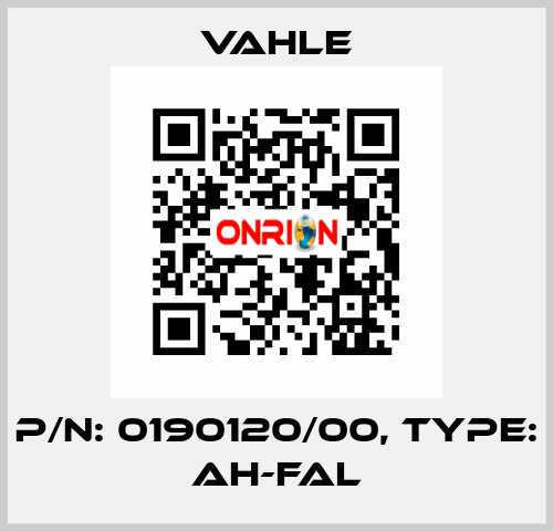 P/n: 0190120/00, Type: AH-FAL Vahle