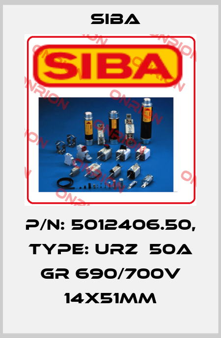 P/N: 5012406.50, Type: URZ  50A gR 690/700V 14x51mm Siba