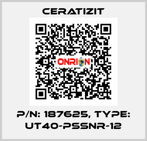 P/N: 187625, Type: UT40-PSSNR-12 Ceratizit