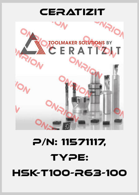 P/N: 11571117, Type: HSK-T100-R63-100 Ceratizit