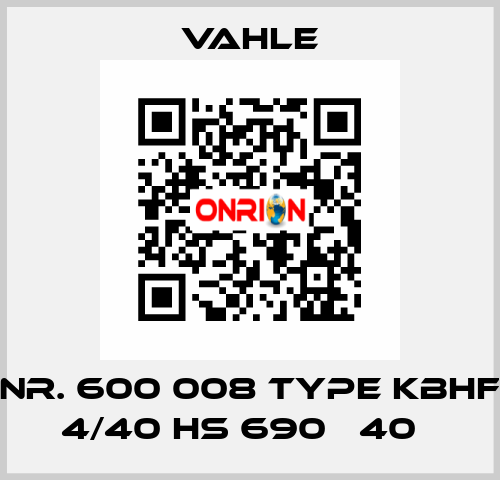 Nr. 600 008 Type KBHF 4/40 HS 690В 40А Vahle