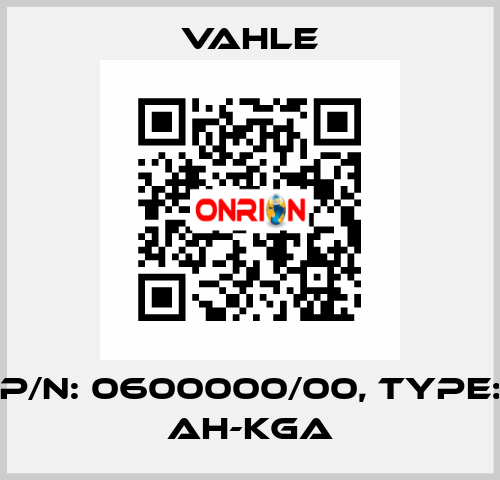 P/n: 0600000/00, Type: AH-KGA Vahle