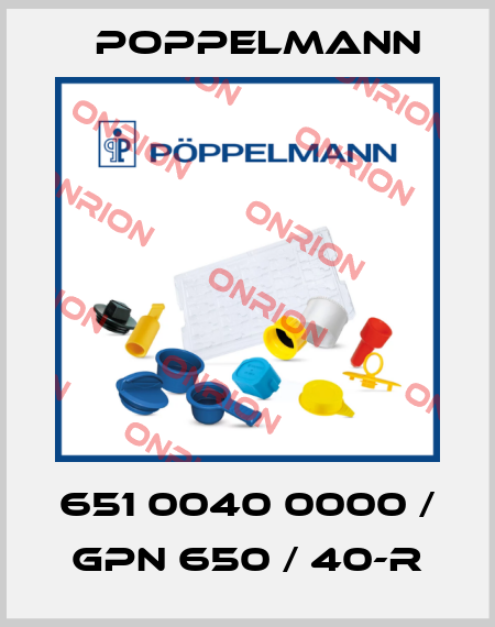 651 0040 0000 / GPN 650 / 40-R Poppelmann