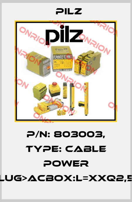 p/n: 803003, Type: Cable Power DD4plug>ACbox:L=xxQ2,5BrSK Pilz