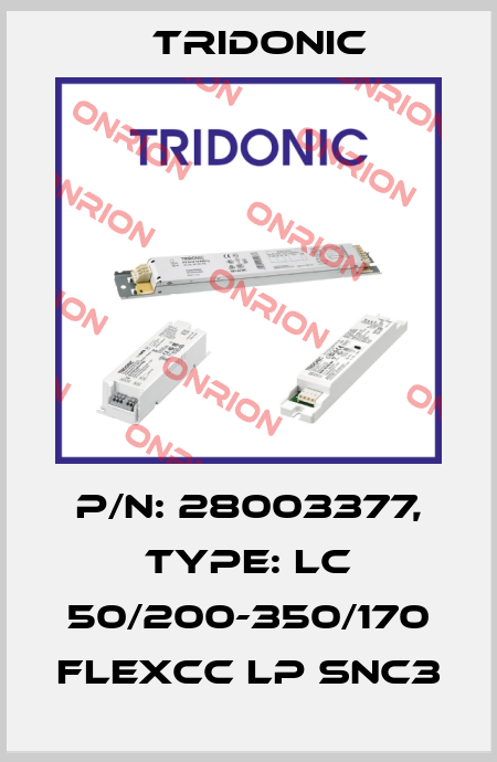 P/N: 28003377, Type: LC 50/200-350/170 flexCC lp SNC3 Tridonic