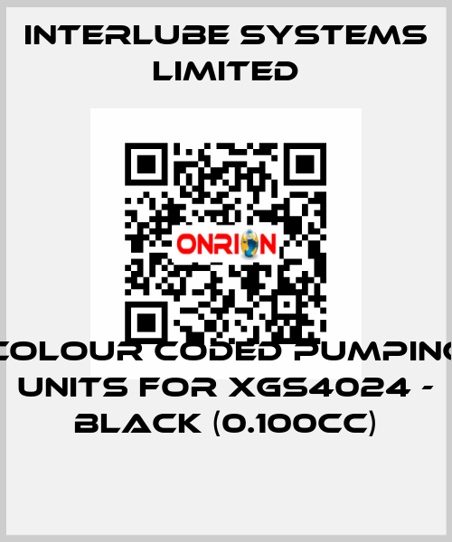 Colour coded pumping units for XGS4024 - Black (0.100cc) Interlube Systems Limited