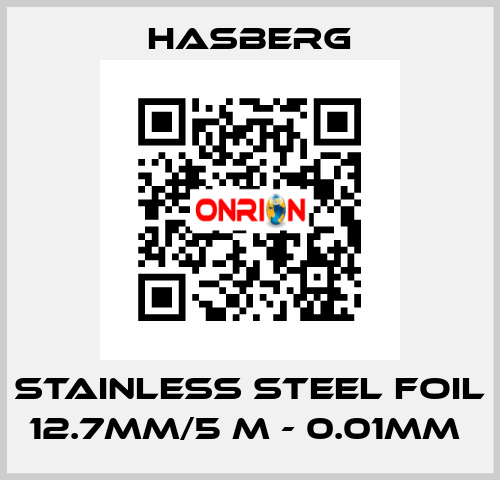 stainless steel foil 12.7mm/5 m - 0.01mm  Hasberg