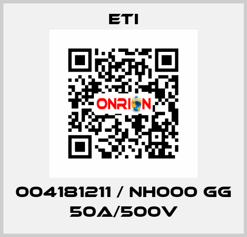 004181211 / NH000 gG 50A/500V Eti