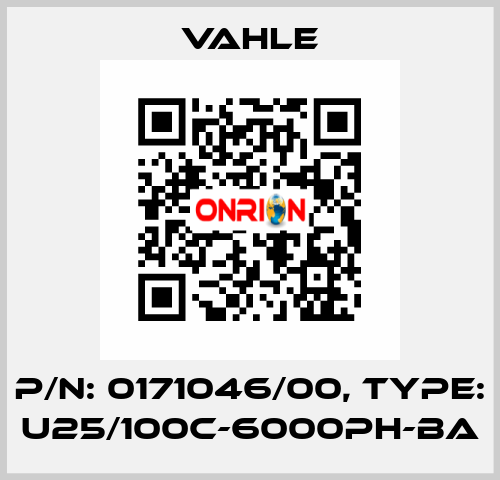 P/n: 0171046/00, Type: U25/100C-6000PH-BA Vahle