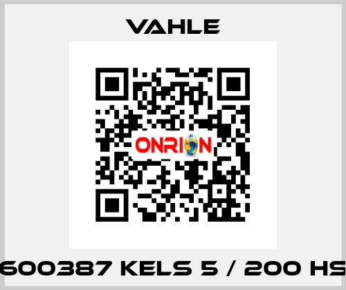 600387 KELS 5 / 200 HS Vahle