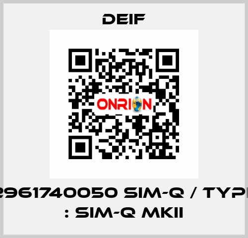 2961740050 SIM-Q / Type : SIM-Q MKII Deif