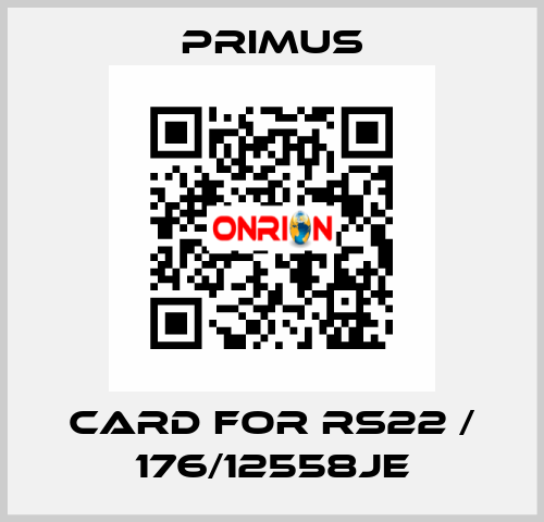 card for RS22 / 176/12558JE Primus