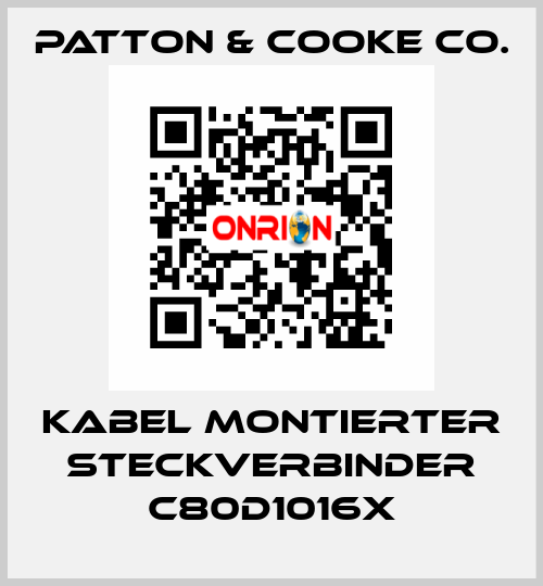 Kabel montierter Steckverbinder C80D1016x Patton & Cooke Co.