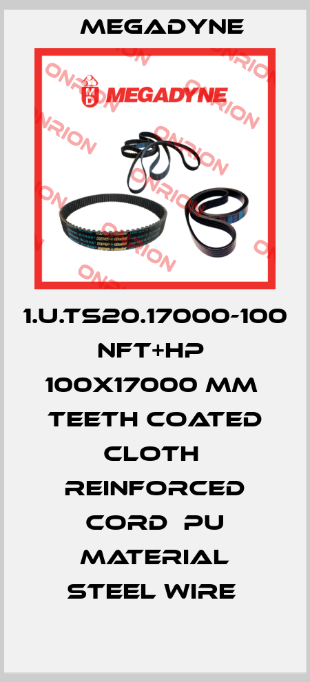 1.U.TS20.17000-100 NFT+HP  100X17000 MM  teeth coated cloth  reinforced cord  PU MATERIAL steel wire  Megadyne