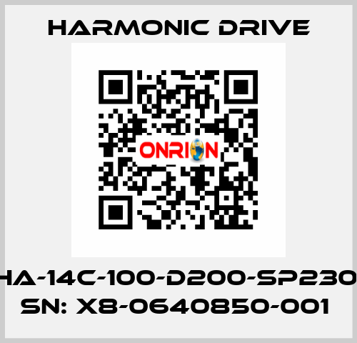 FHA-14C-100-D200-SP230V SN: X8-0640850-001  Harmonic Drive