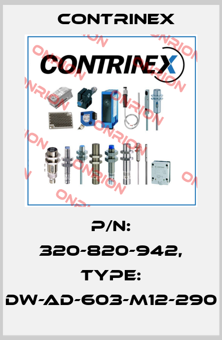 p/n: 320-820-942, Type: DW-AD-603-M12-290 Contrinex