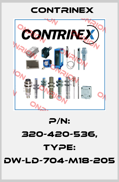 p/n: 320-420-536, Type: DW-LD-704-M18-205 Contrinex