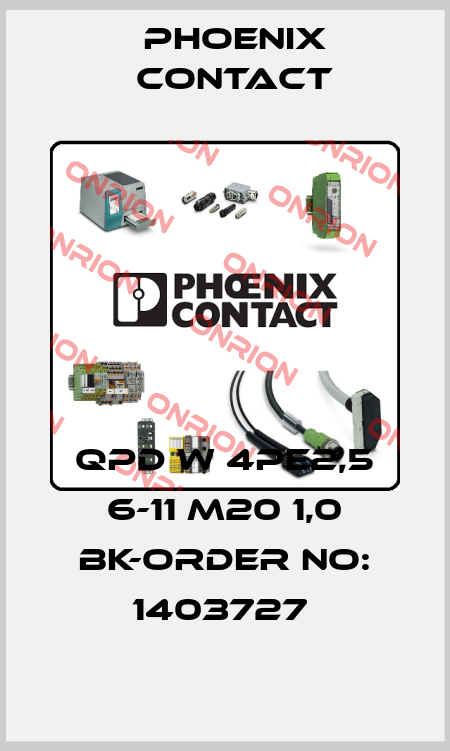 QPD W 4PE2,5 6-11 M20 1,0 BK-ORDER NO: 1403727  Phoenix Contact