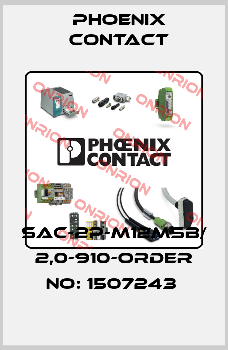 SAC-2P-M12MSB/ 2,0-910-ORDER NO: 1507243  Phoenix Contact