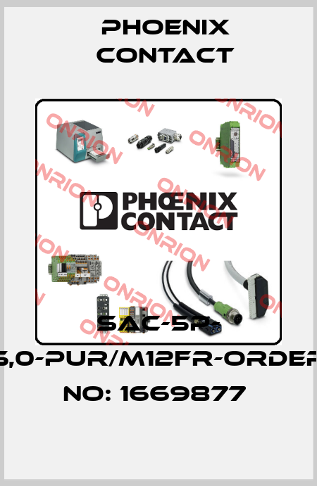 SAC-5P- 5,0-PUR/M12FR-ORDER NO: 1669877  Phoenix Contact