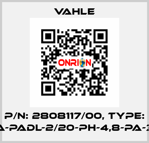 P/n: 2808117/00, Type: SA-PADL-2/20-PH-4,8-PA-36 Vahle